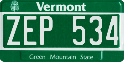 VT license plate ZEP534