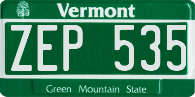VT license plate ZEP535