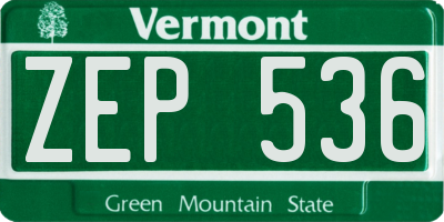VT license plate ZEP536