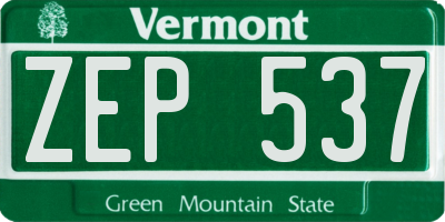 VT license plate ZEP537