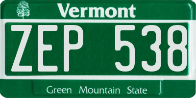 VT license plate ZEP538