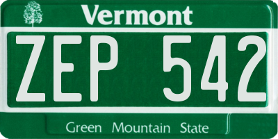 VT license plate ZEP542
