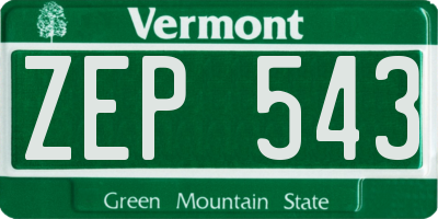 VT license plate ZEP543