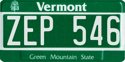 VT license plate ZEP546