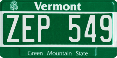 VT license plate ZEP549