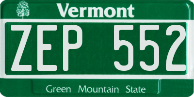 VT license plate ZEP552