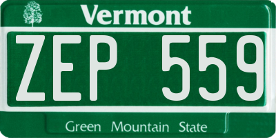 VT license plate ZEP559