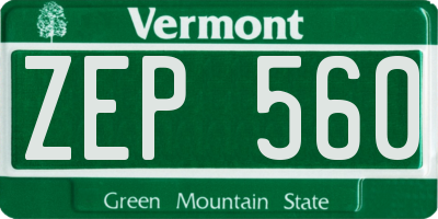VT license plate ZEP560