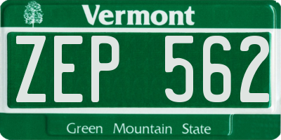 VT license plate ZEP562