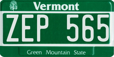 VT license plate ZEP565