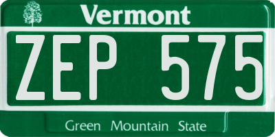VT license plate ZEP575