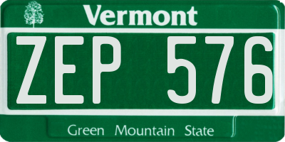 VT license plate ZEP576