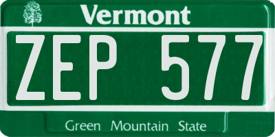 VT license plate ZEP577