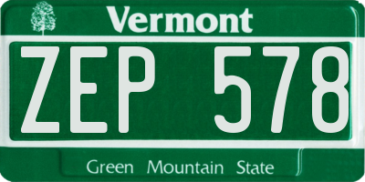 VT license plate ZEP578