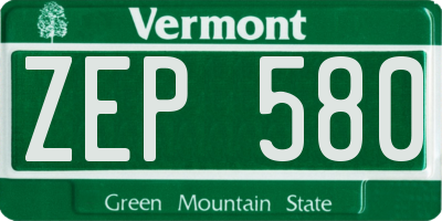 VT license plate ZEP580