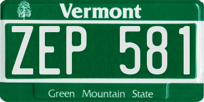 VT license plate ZEP581
