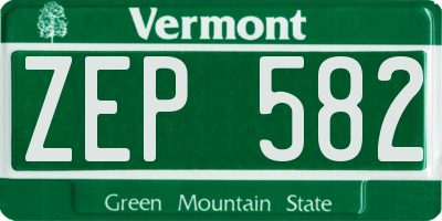 VT license plate ZEP582