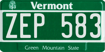 VT license plate ZEP583