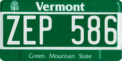 VT license plate ZEP586