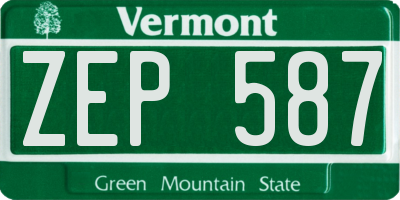 VT license plate ZEP587