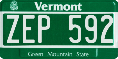 VT license plate ZEP592