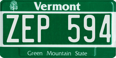 VT license plate ZEP594