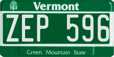 VT license plate ZEP596