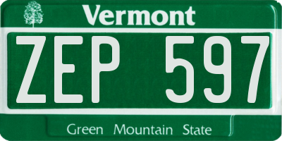 VT license plate ZEP597