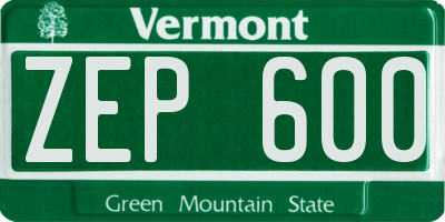 VT license plate ZEP600