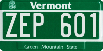 VT license plate ZEP601