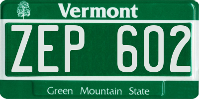 VT license plate ZEP602