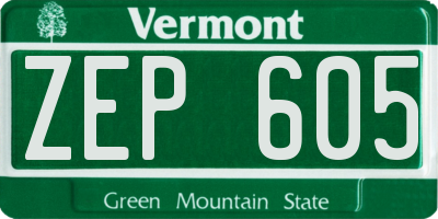 VT license plate ZEP605