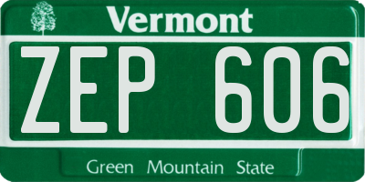 VT license plate ZEP606