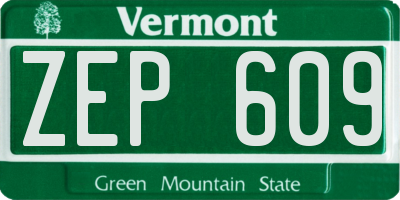 VT license plate ZEP609