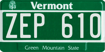 VT license plate ZEP610