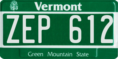 VT license plate ZEP612