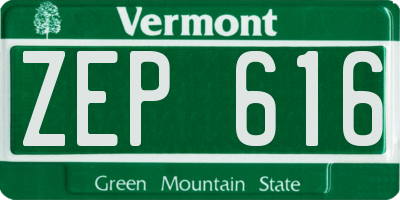 VT license plate ZEP616