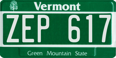 VT license plate ZEP617