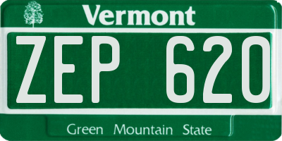VT license plate ZEP620