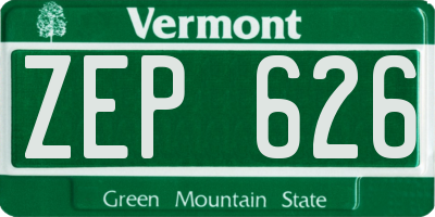 VT license plate ZEP626