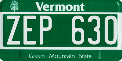 VT license plate ZEP630