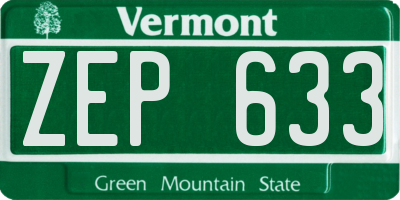 VT license plate ZEP633