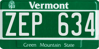VT license plate ZEP634