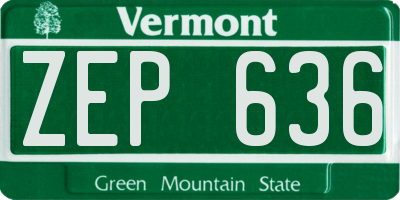 VT license plate ZEP636