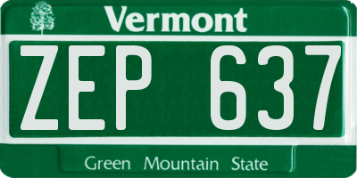 VT license plate ZEP637