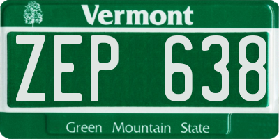 VT license plate ZEP638
