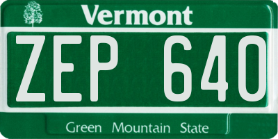 VT license plate ZEP640