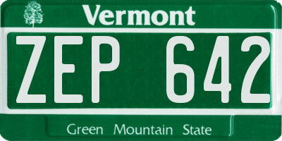 VT license plate ZEP642
