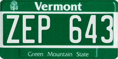 VT license plate ZEP643