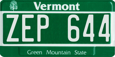 VT license plate ZEP644